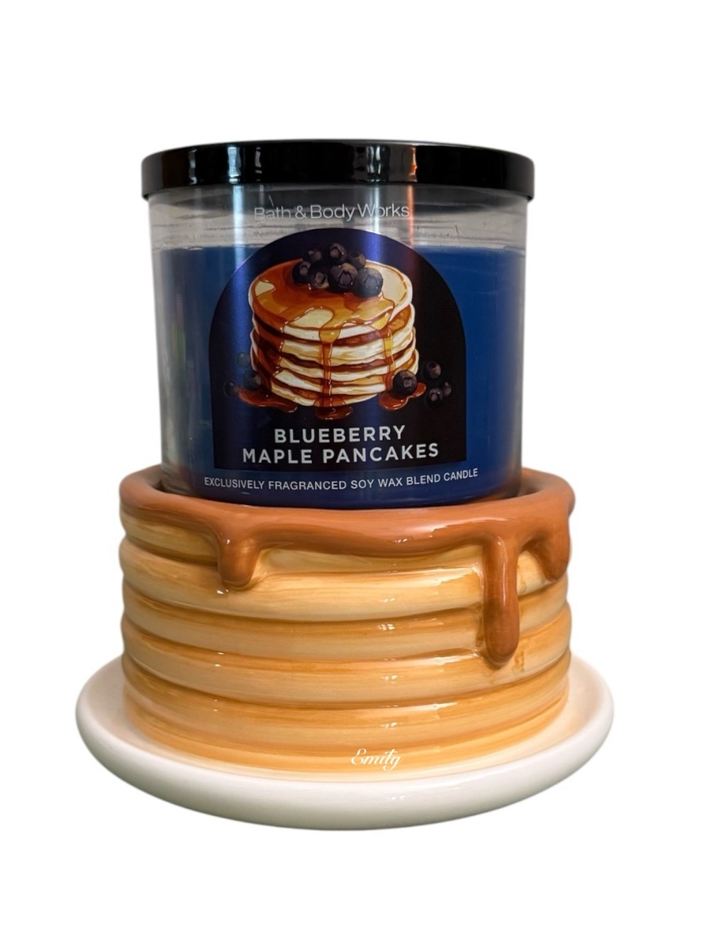 Bath & Body Works PANCAKE STACK 3-Wick Candle Holder BLUEBERRY MAPLE PANCAKES